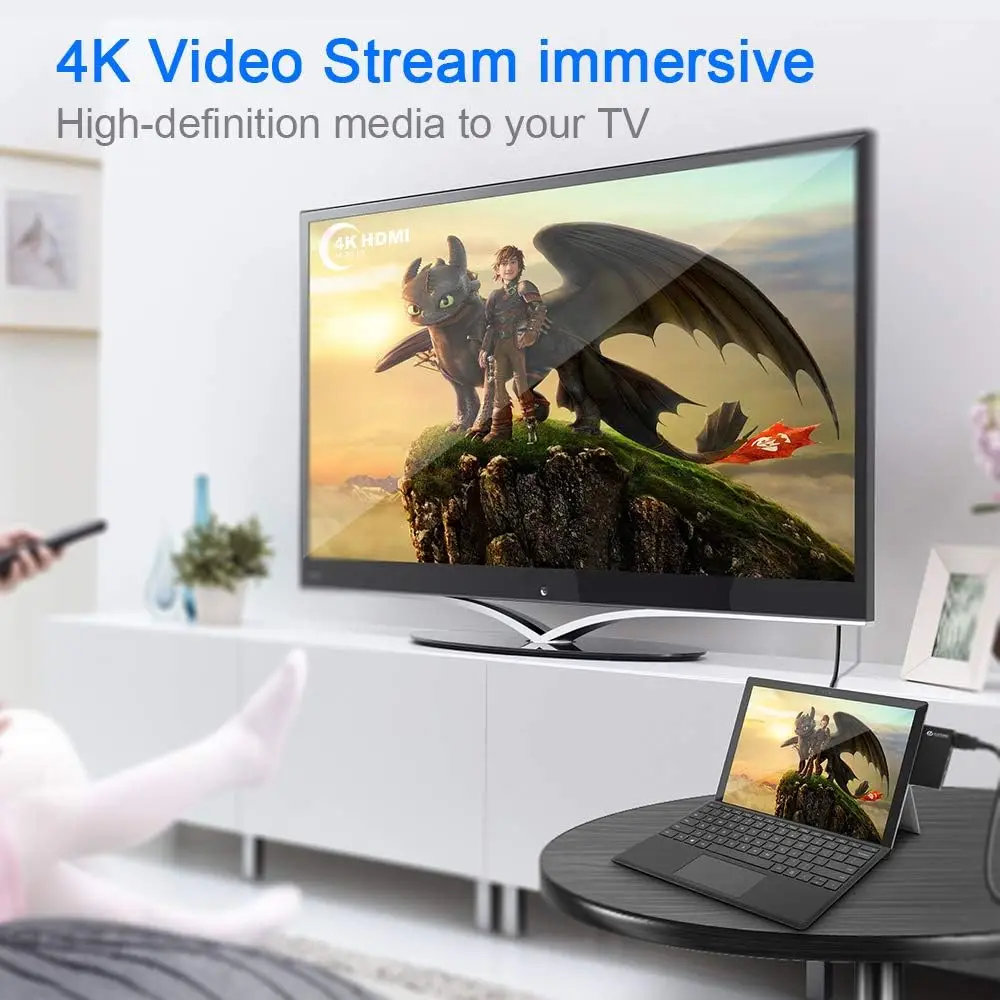Adaptador Surface Pro 4K Hdmi Dock Display Port to Hdmi Expansion USB Hub Dual USB 3.0 Port Microsoft Surface Pro 5/Pro 6
