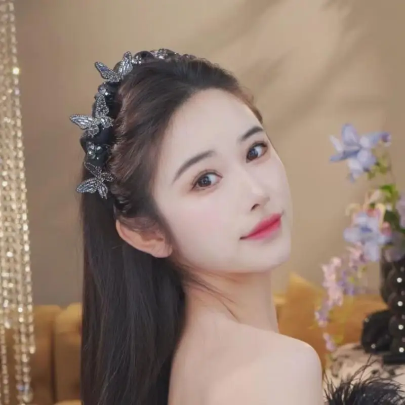Temperamento elegante cristallo farfalla cerchio per capelli moda coreana dolce antiscivolo accessori per capelli da sposa per feste