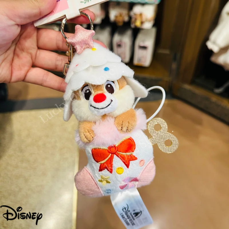 Portachiavi Disney Lina Belle 25 Serie di calze di Natale Ciondolo simpatico cartone animato Regalo di Natale per bambini Decorazione per le vacanze in famiglia