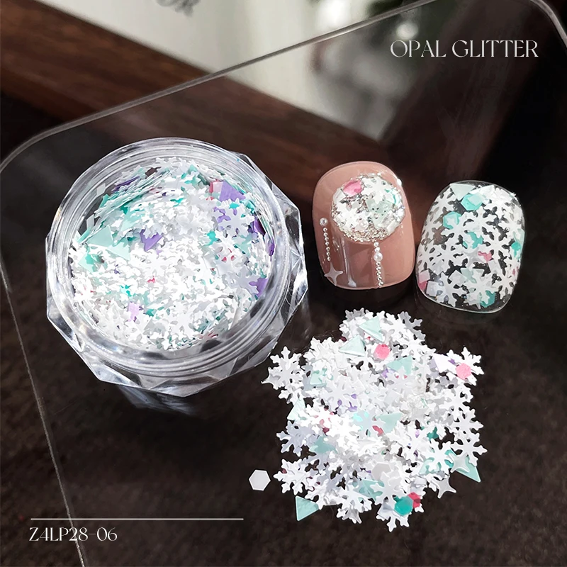 Kerst nagelglitter gemengd met sneeuwvlok laserpoeder goudfolie glitter winter glitter nageldecoratie sneeuwvlok nagelglitter