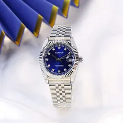 A Women's Silver Steel Strap Fashion Trend Roman Numeral Tourbillon Automatic Mechanical Watch