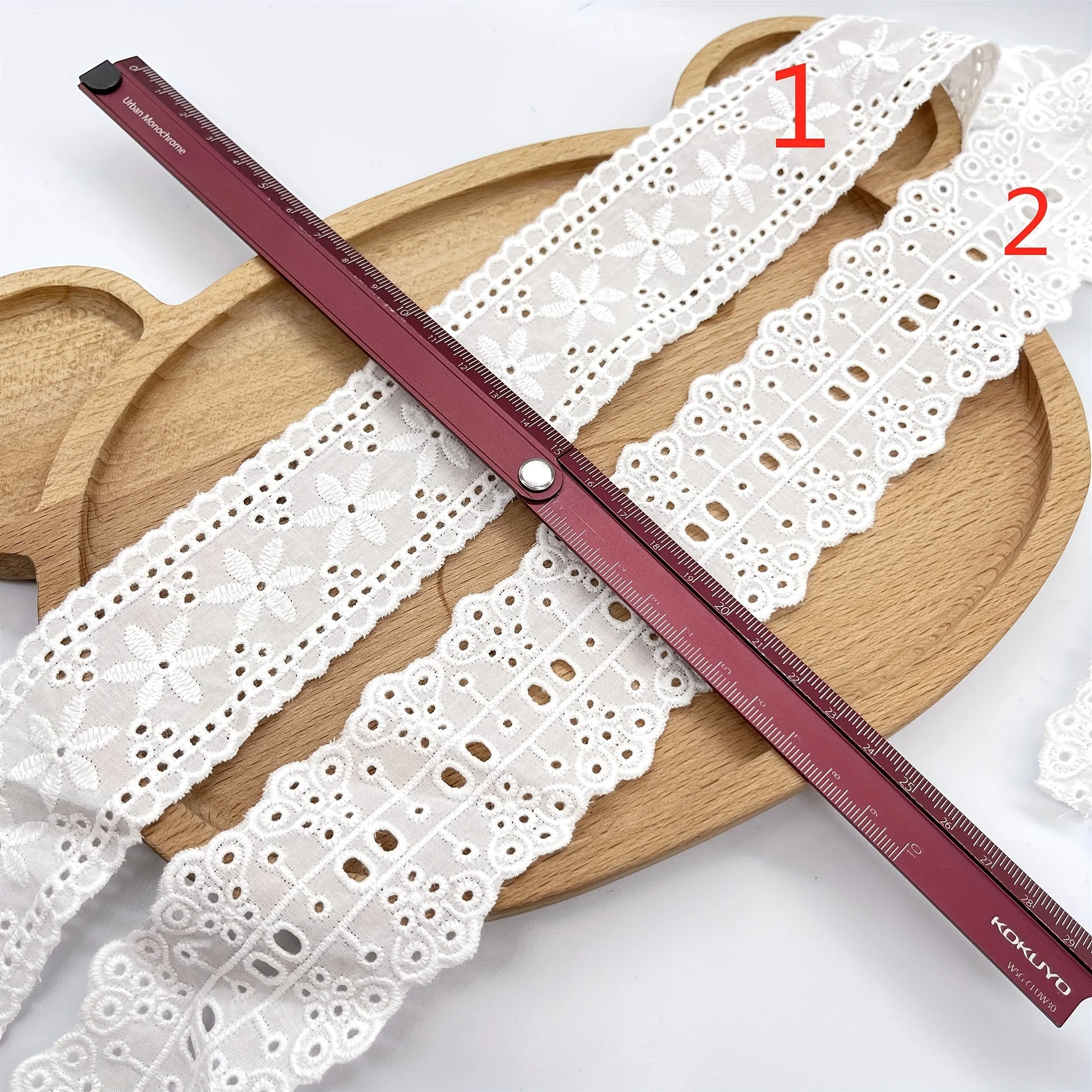 1 yard double perforated can be worn ribbon embroidery floral European style DIY lace accessories