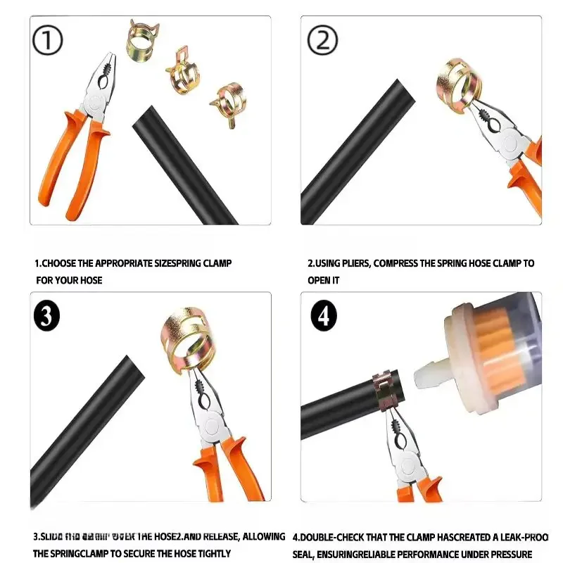 50 pçs prendedor 5mm 6mm 7mm 8mm 9mm clipe de mola linha de água combustível mangueira tubo de ar braçadeiras tubo de água combustível braçadeiras fixador