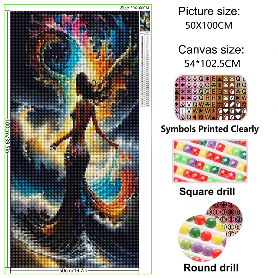 Afbeelding 3: Volledige diamant borduurwerk abstracte kleur zee golf zeemeermin landschap 5D diamant schilderen kruissteek mozaïek schoonheid meisje home decor