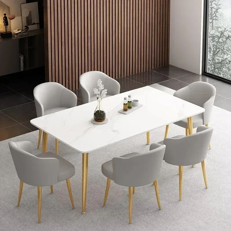 Tavolo da pranzo moderno per hotel Set da sala da pranzo in metallo nordico per mobili da sala da pranzo Sedie da tavolo in ardesia di lusso leggere