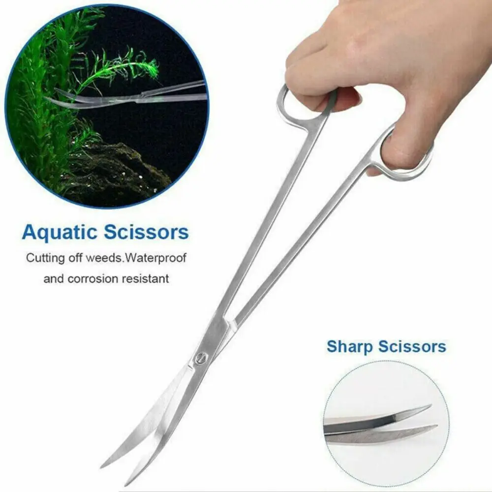 With Storage Bag Aquatic Plant Trim Tool Aquarium Tools Kit Tweezers Scissors Cleaning Tools Plants Wave Scissors