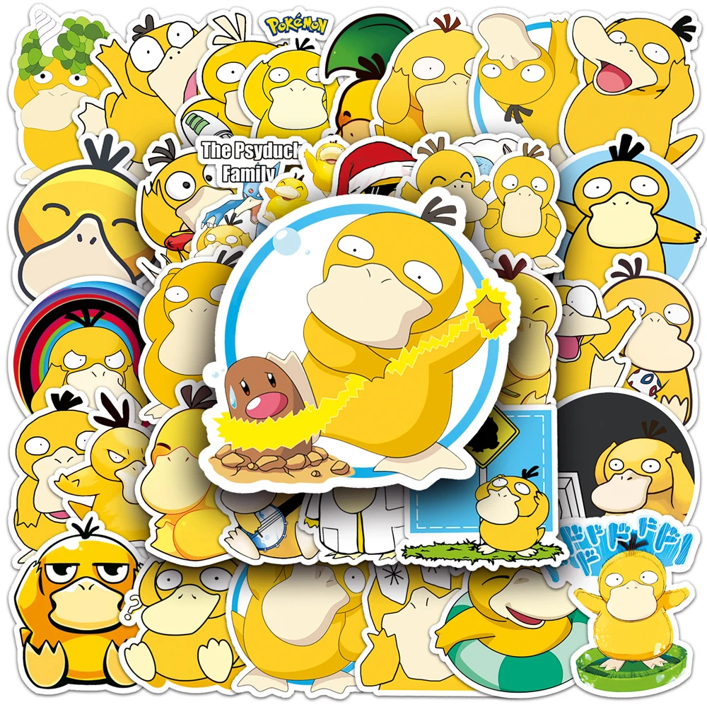 10/30/50PCS Kawaii Pokemon Psyduck Anime Stickers Funny Cartoon Graffiti Decals DIY Notebook Phone Laptop Cute Kids Sticker Toys