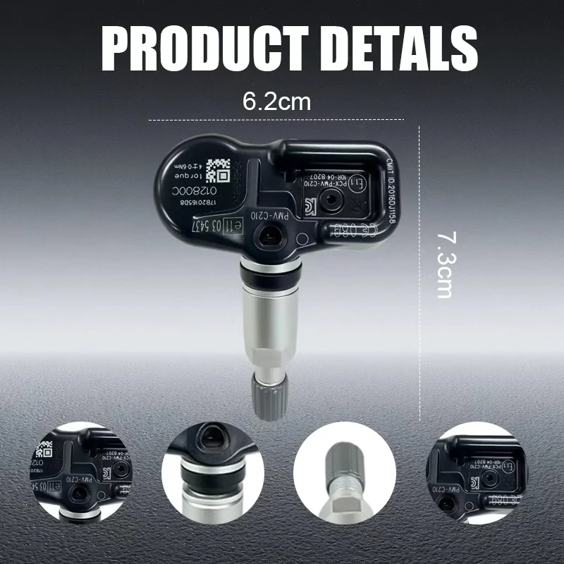 1/4 Uds Sensor de monitoreo de presión de neumáticos TPMS PMV-C210 para Lexus CT ES GS IS LC LS Series Compatible con 4260730070, 4260742020