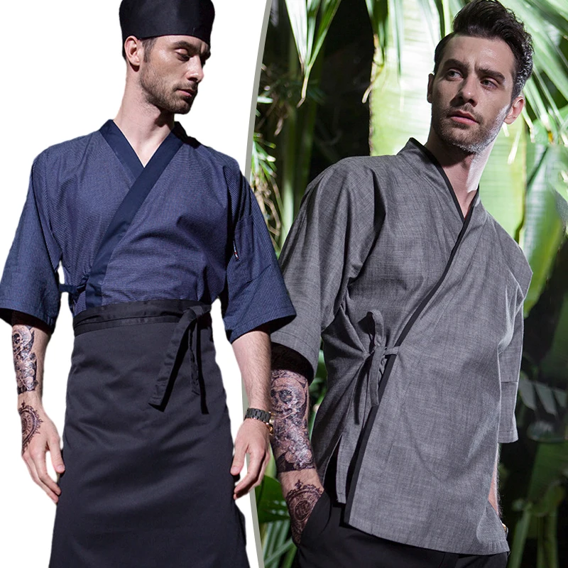 Japanese Chef Uniforms Restaurant Cuisine Sushi Chef Jackets Chef Kimono Kitchen Cook Coat Waiter Overalls Cuisine Shirt Tops