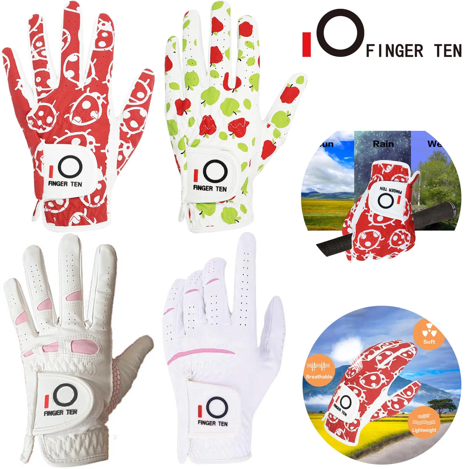 

New Non Silp Golf Gloves Women Ladies Left Handed Right Hand Grip S M L XL Pu Leather Full Finger Glove Outdoor Drop Shipping