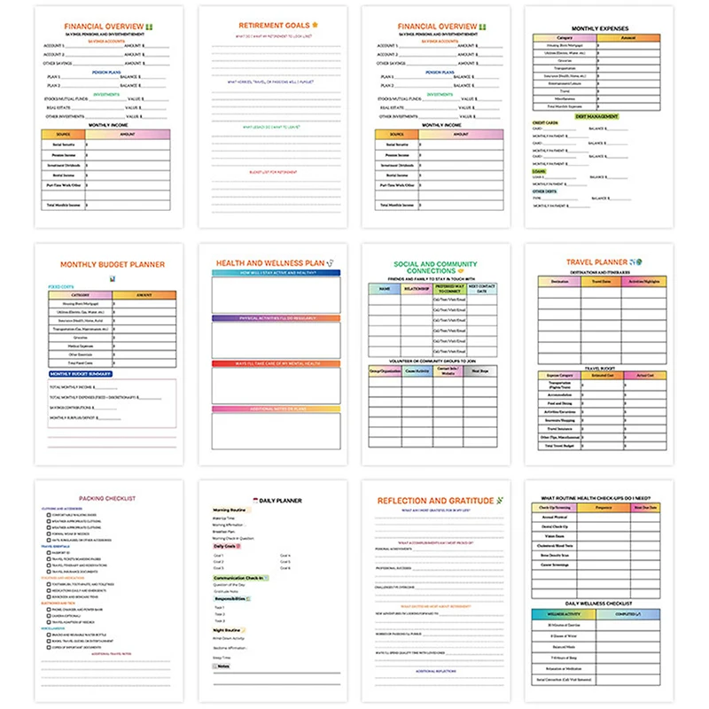 كتاب خطة الحياة التقاعد مخطط التقاعد DIY كتاب التقاعد كتاب الخطة المالية الشهرية