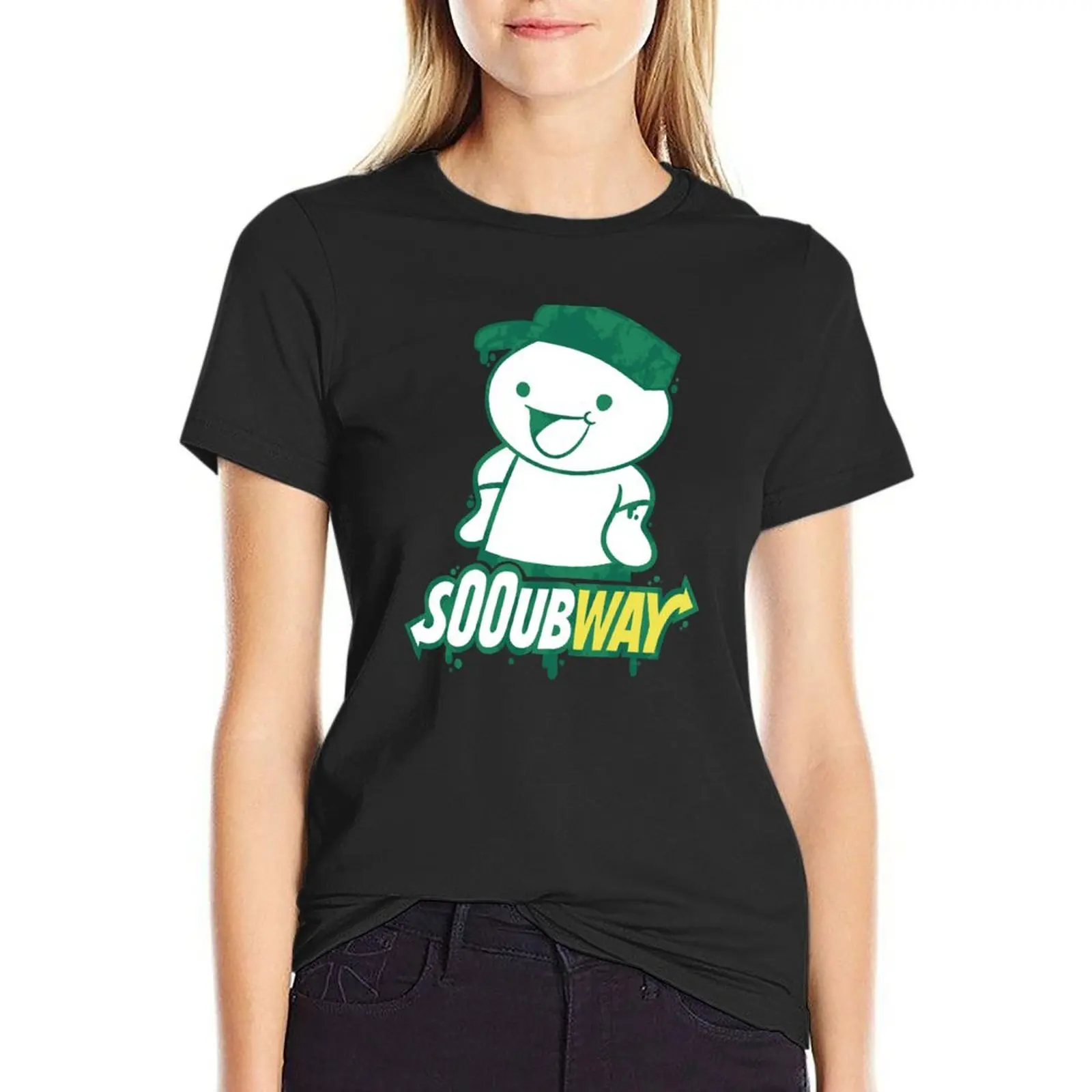 The Odd1sOut Sooubway graffiti T-Shirt hippie clothes cute tops oversized workout shirts for Women