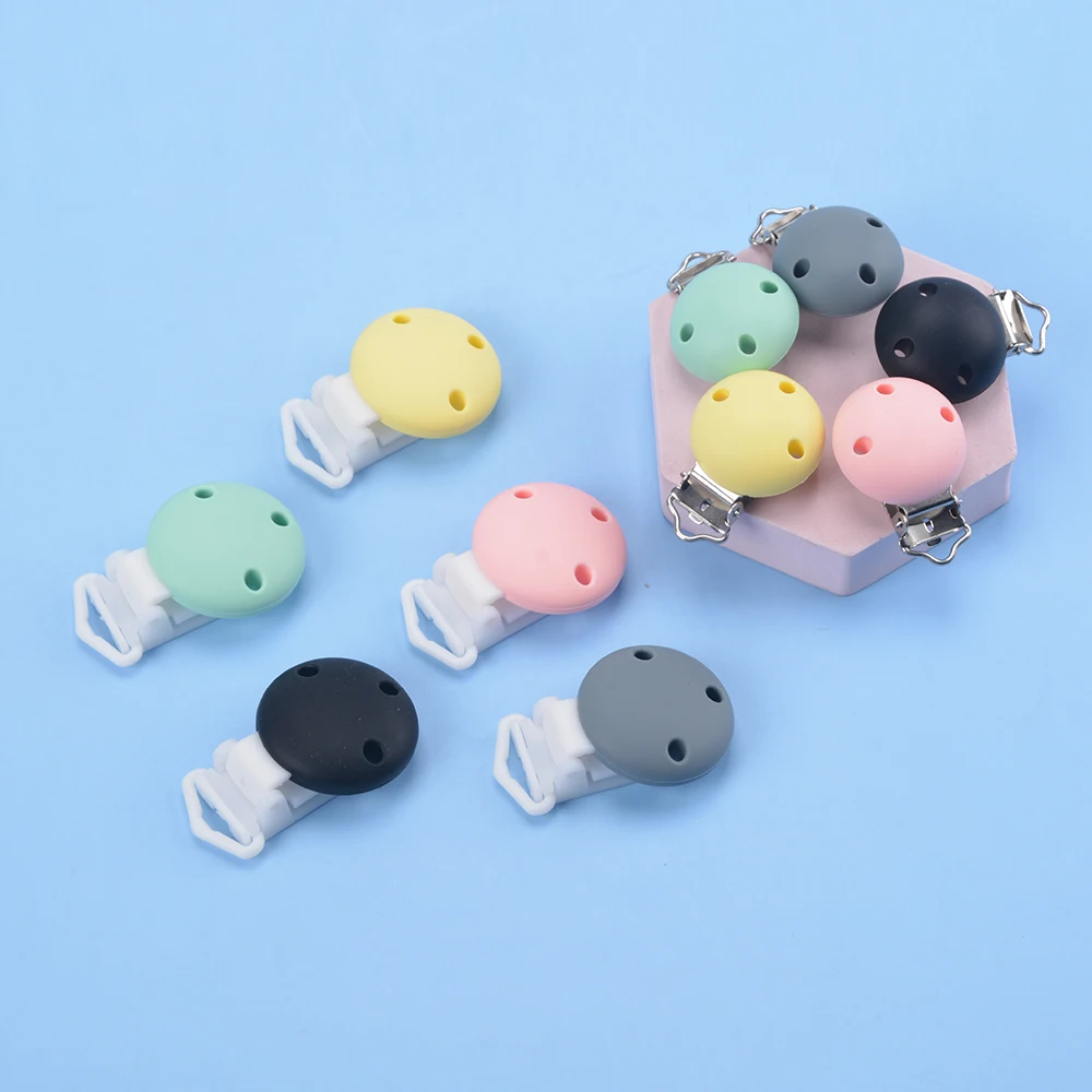 Lofca 5PCS Silicone Clips Round Shaped Baby Pacifier Round Clips DIY Pacifier for Chain Nursing Teething BPA Free