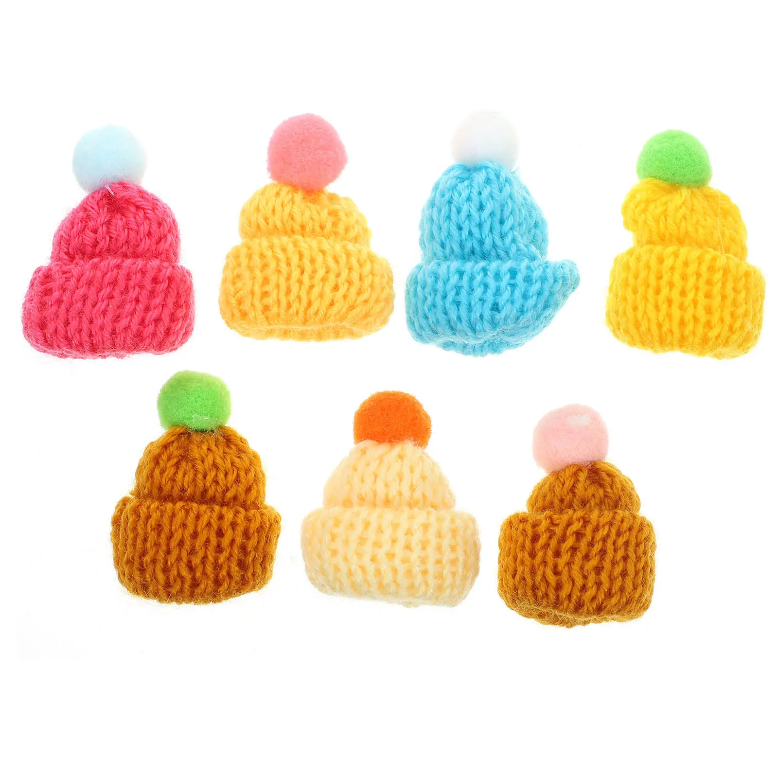 

7Pcs Christmas Mini Woolen Hats Elastic Colorful Decorative Caps Wine Bottle Table Decor Xmas Holiday Accessories