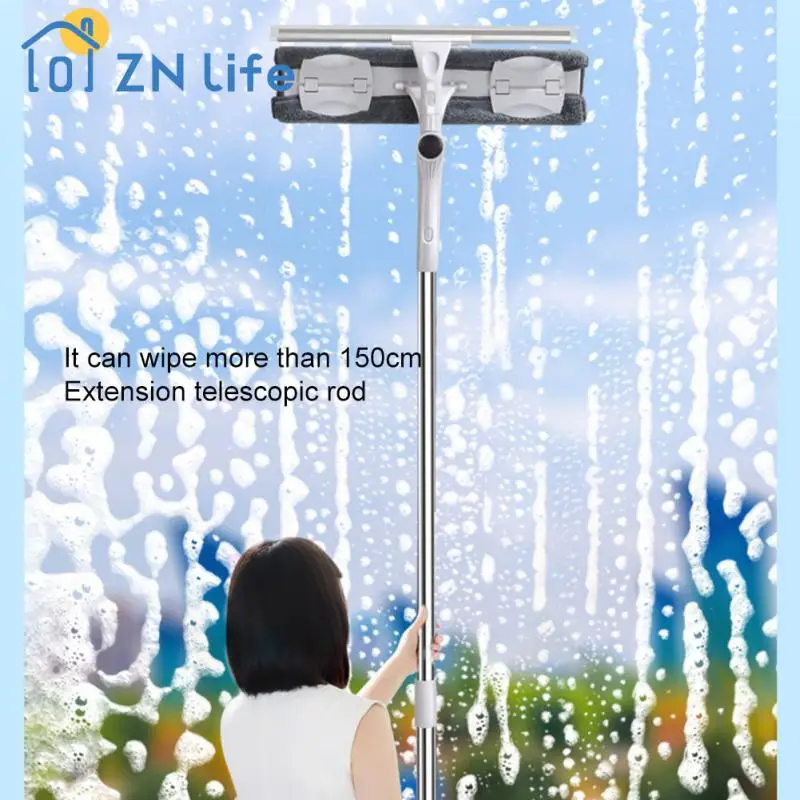 Window Cleaner Window Squeegee Microfiber Extendable Window Washer Cleaner Tools 180 Rotatable Cleaning Brush For High Window