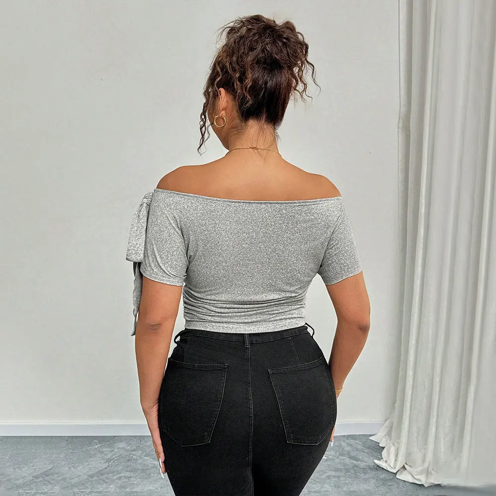 2025 T-shirt senza spalline sexy con un collo da donna taglie forti, top senza spalline con temperamento regina estiva Party Summer Elegantes Casual Y2k
