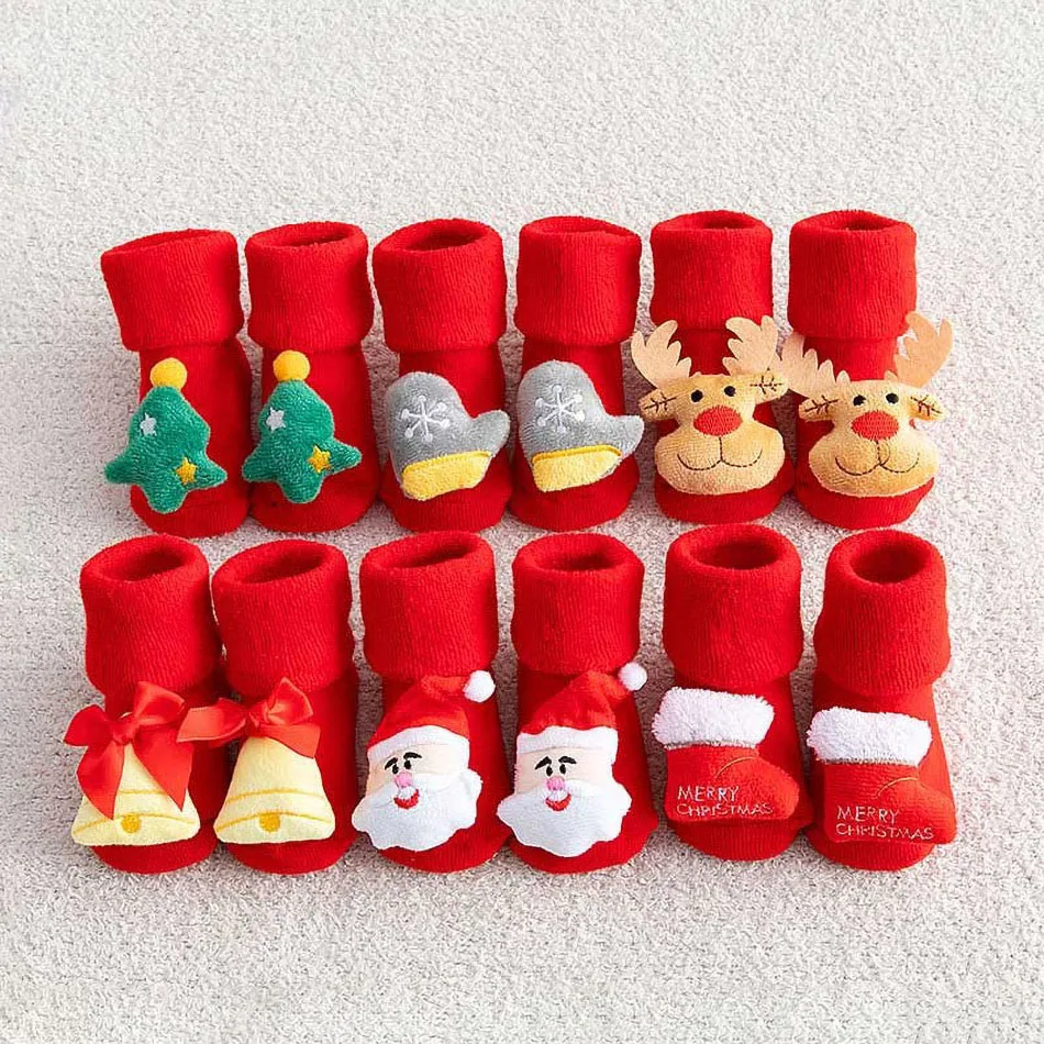 0-3 Years Children Stockings Baby Thickened Terry Xmas Warm Stuff Boy Girl Christmas Winter Clothing Accessories Toddler Socks