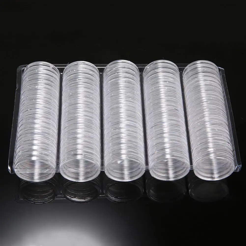 Coin Holder Coin Capsules 27mm Storage 100pcs Coins Case Box Container for 2 Euro Container Organizer Coin Collect