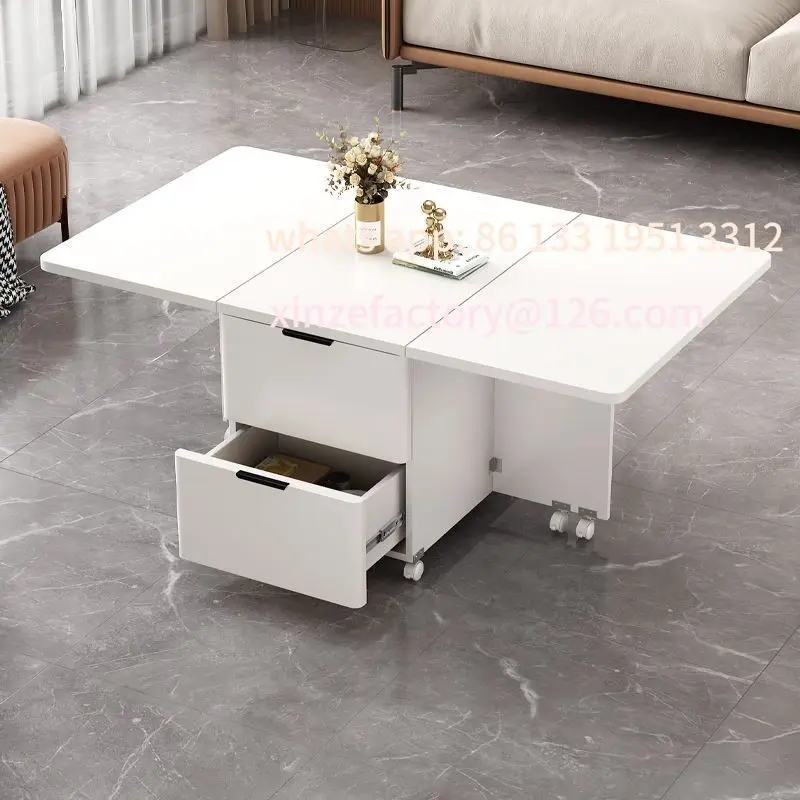 

Customizable household living room, small apartment, coffee table, multi-purpose with wheels, new removable folding multi-fu