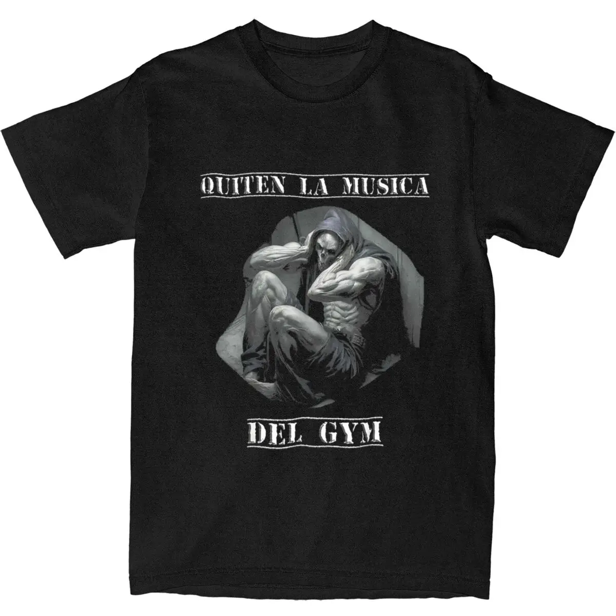 

Футболка Quiten La Musica Del Gym Calacas chidas Модные футболки для спортзала Топы в уличном стиле Летние хлопковые футболки с круглым вырезом размера плюс