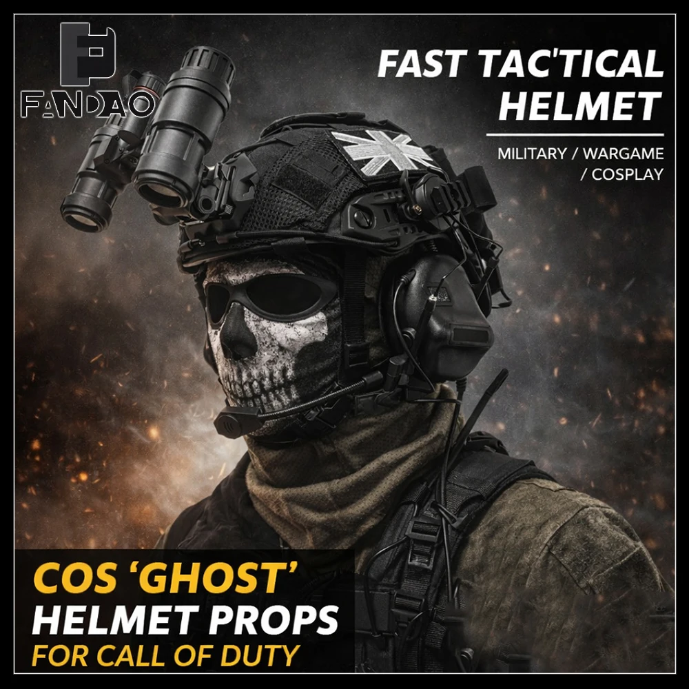 

Тактический шлем FAST для страйкбола, комплект шлема COD Ghost с муляжом NVG, наушниками и балаклавой для косплея и страйкбола