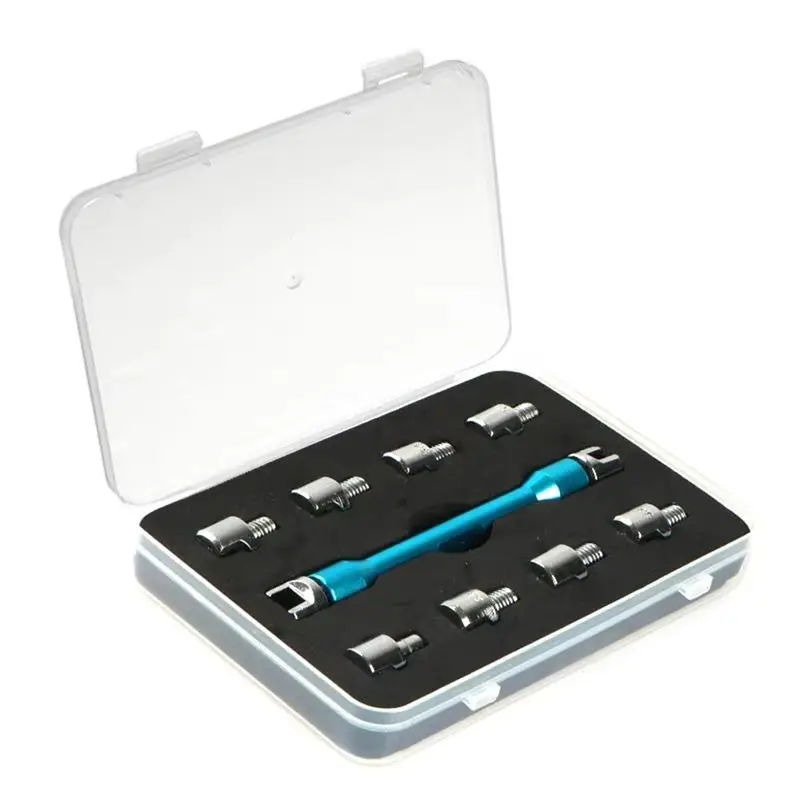 

Exclusive Dirt Bike, ATV, Scooter CNC Spoke Wrench With 10PCS Blue Interchangeable Tips 5.0-6.8 For Wheel Repair
