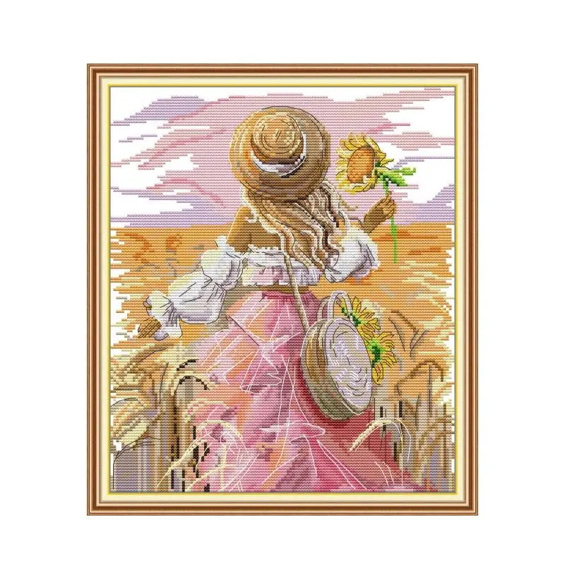 

Sea view girl cross stitch kit 14ct 11ct count print canvas stitches embroidery DIY handmade needlework