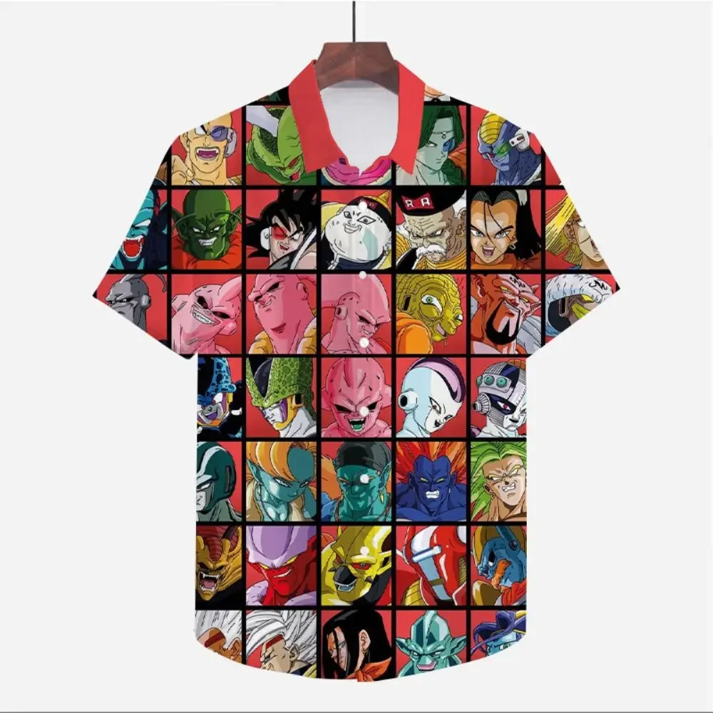 Men\'s Shirt 2023 Clothes Short Sleeve Dragon Ball Z Oversized Y2k Cool 5XL Super Saiya Summer Beach Style Streetwear Anime Cute