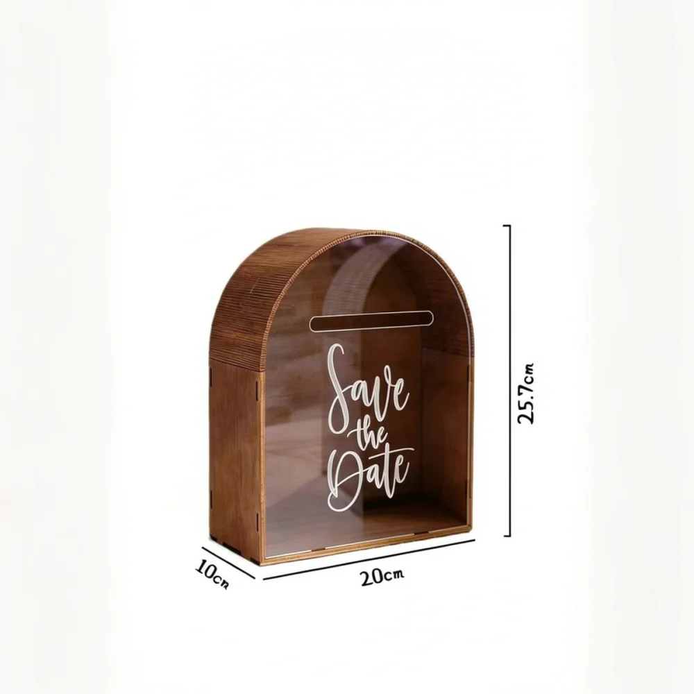 Rustic Wooden Card Storage Box Transparent Display Holder Wedding Party Reception Gift Envelope Case For Aalive