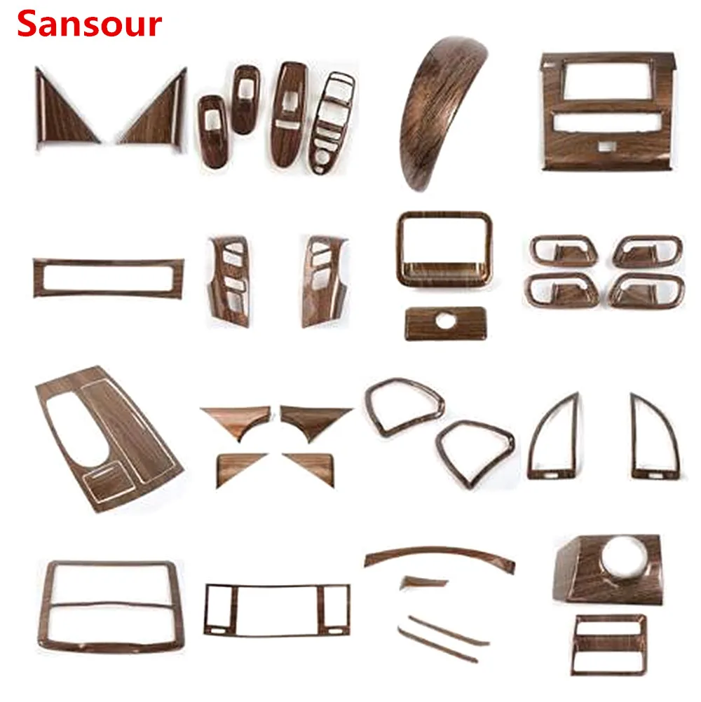 for Nissan Patrol 207 2018 Gear Panel Cover Air Vent Frame Reading Lamps Interior Trims ABS Wooden Line For Nissan Patrol Y62