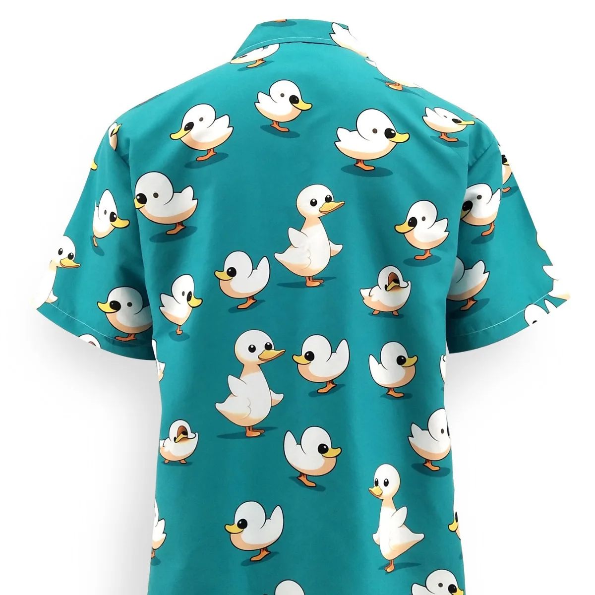 Cute Ducks Print New Hawaiian Shirt Men's Trendy Loose Peacock Blue Outdoor Beach Vacation Short Sleeve Man Blossom