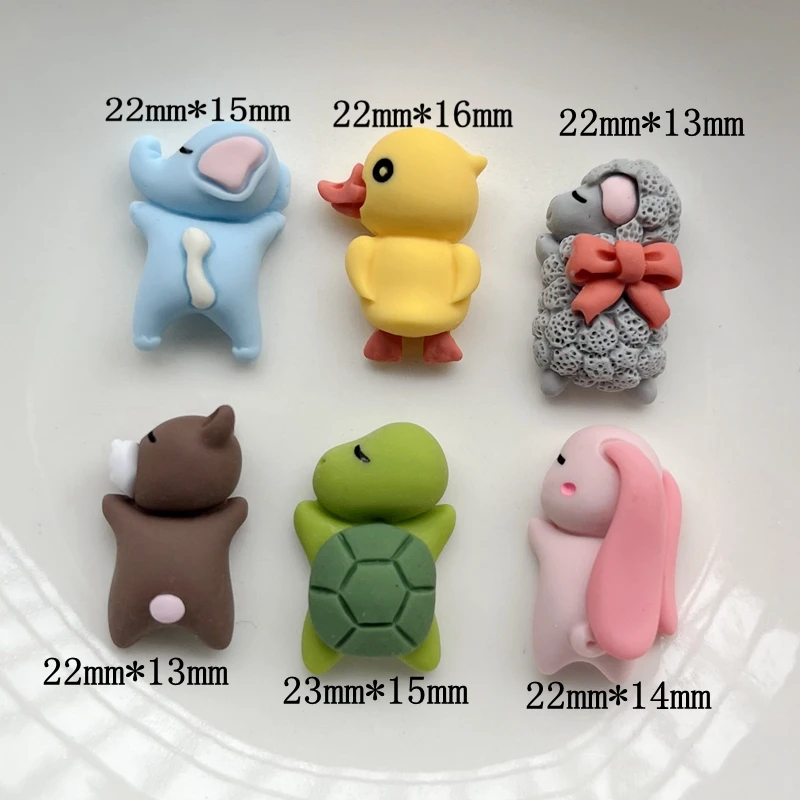 10pcs Cartoon Rabbit Sheep Bear Elephant Duck Sea Turtle flatback resin Cabochon Scrapbooking Hair Bow Center Embellishments