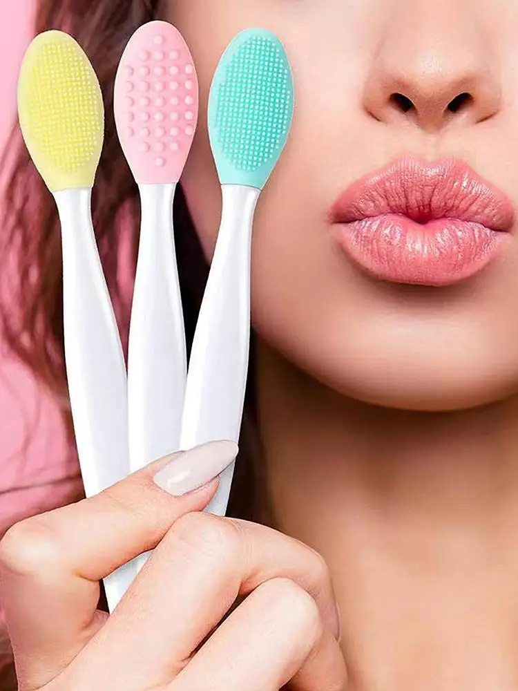 Brosse exfoliante à lèvres en Silicone, Double face, brosse de nettoyage, éclaircissante, lèvres foncées, outil exfoliant pour lèvres sèches et gercées, 8 pièces