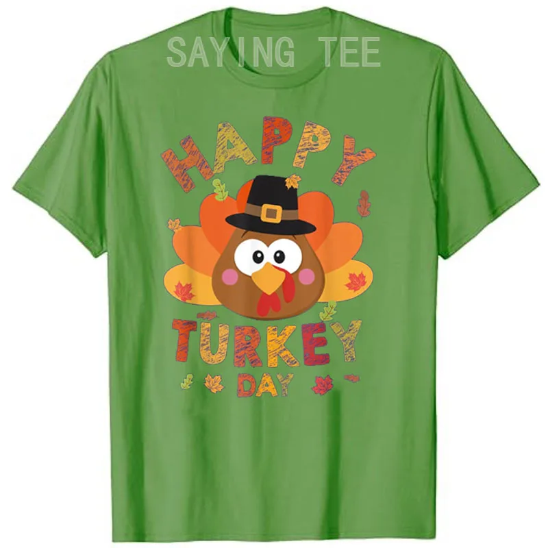 Happy Turkey Day Autumn Fall Thanksgiving Family Kids T-Shirt Gifts Cute Funny Thankful Graphic Outfits Humorous Saying Tee Tops