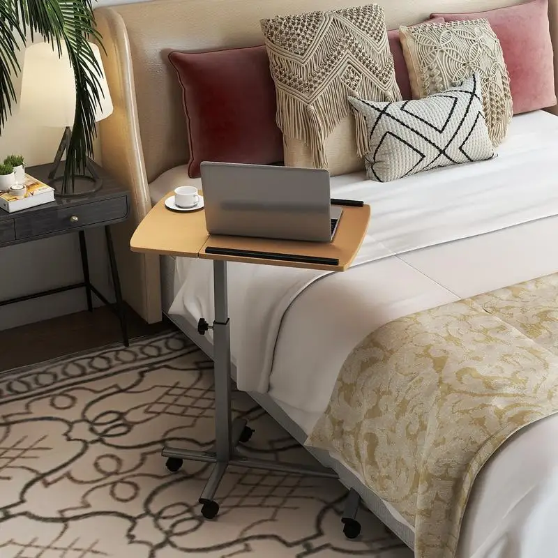 

Adjustable Angle Height Rolling Laptop Table-Natural