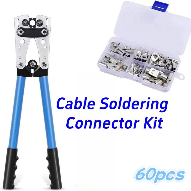 Wire Crimp Connector 60-piece Set Automobile Copper Ring Terminal Bare Cable Battery Terminal Welding Connector Kit HX-50B