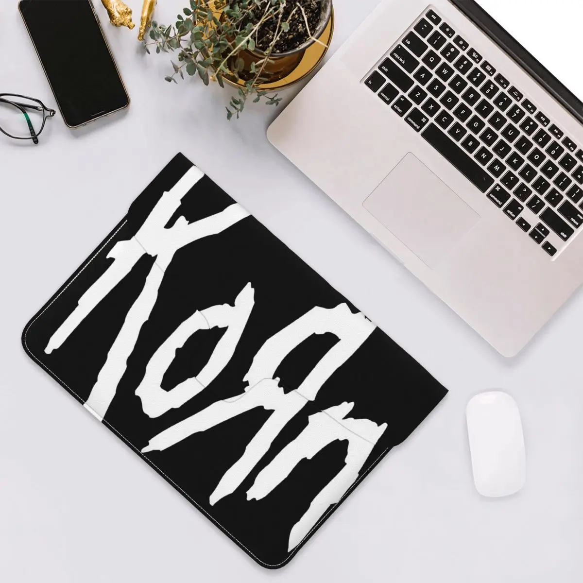 Music Rock Korn Band PU Leather Horizontal Laptop Sleeve Shockproof Soft Lining Notebook Case 13 Inch