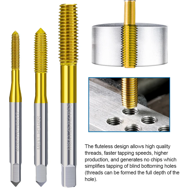 XCAN Ekstrusi Keran M2-M12 Fluteless Mesin Plug Keran Metrik Ulir Sekrup Keran Bor Logam Threading Alat