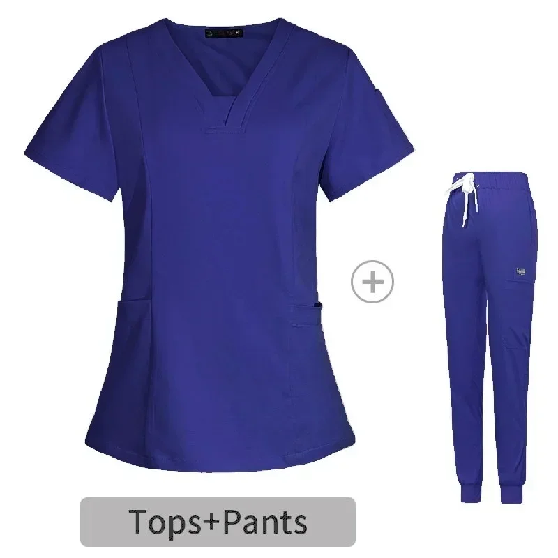 Medische Scrubs Sets Ziekenhuis Chirurgische Uniformen Vrouwen Scrub Tops Broek Verpleegkundigen Accessoires Tandheelkundige Kliniek Spa Huisdier Werkkleding Kleding