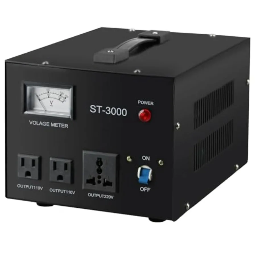 

YaeCCC ST-3000 Voltage Transformer Converter Regulator with Voltage Meter - Step Up/Down - 110V/220V - Circuit Breaker Protecti