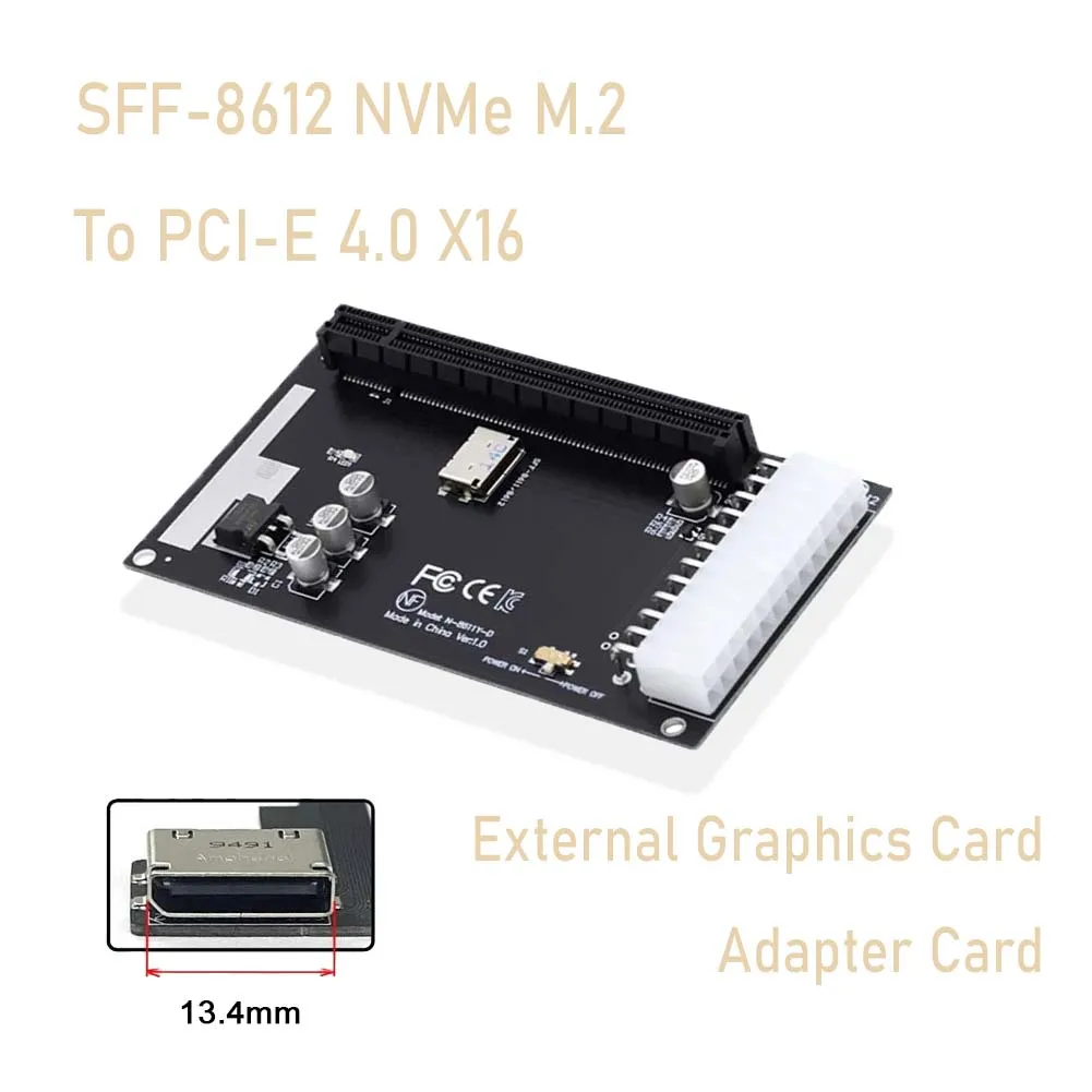 

Oculink 4x SFF-8612 NVMe M.2 к PCI-E 4,0 X16 адаптер внешняя графическая карта с ATX 24-контактным портом питания PCI-Express SFF-8611 12V