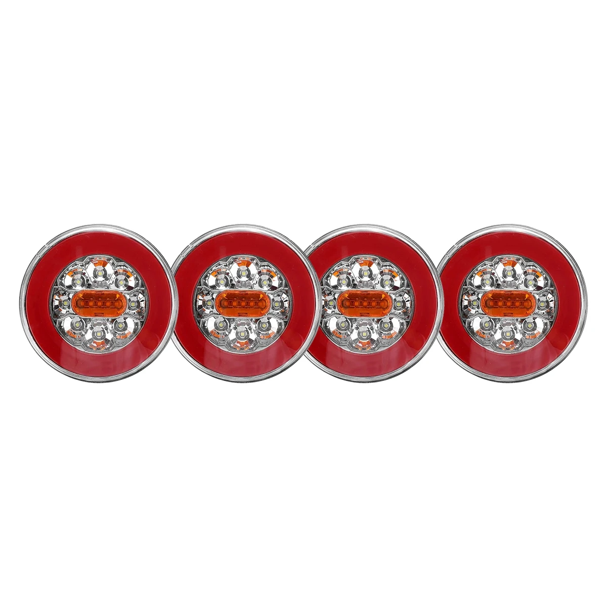 4PCS Truck LED Tail Light 12-24V 4-in-1 Trailer Dynamic Tail Light LED Brake Signal Light for Car Trailer Truck RV Bus