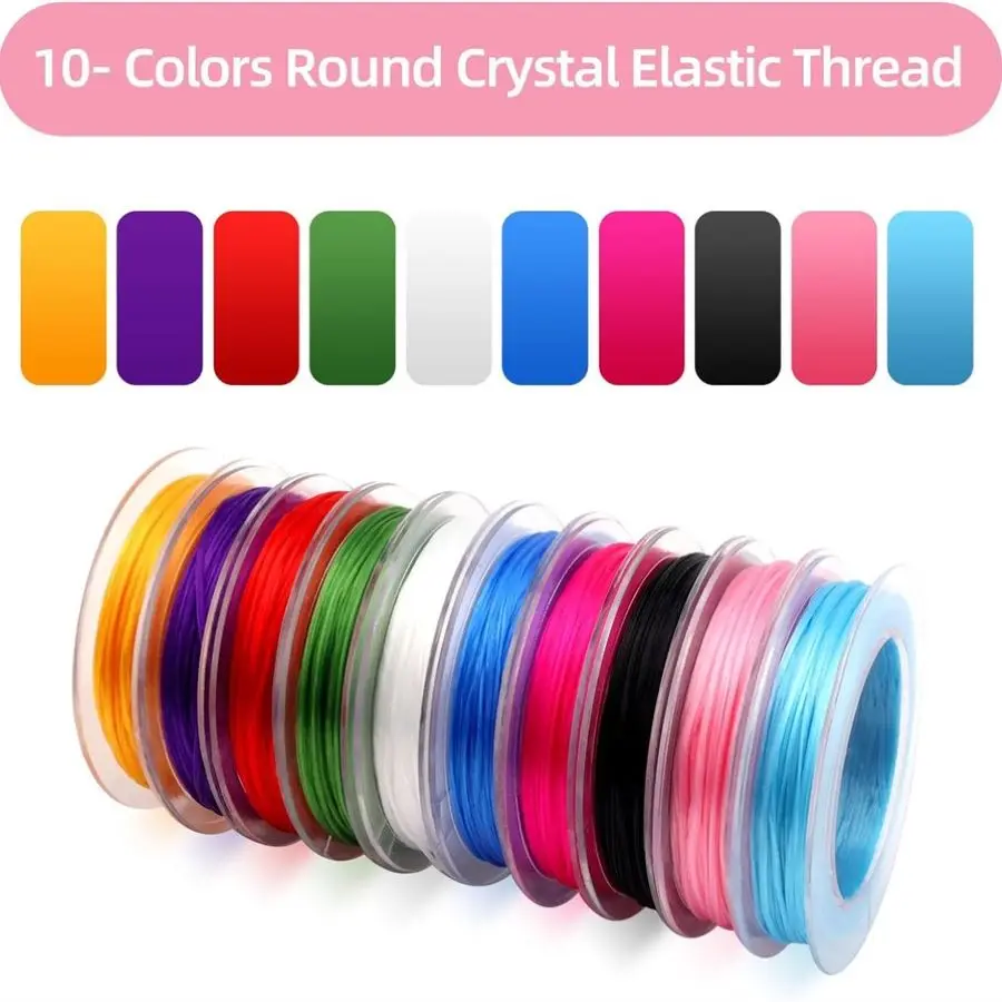 0.8mm Elastic String for Jewelry Making, 10 Rolls Clear Elastic String Bead Cord Stretchy String Beading Wire Elastic Rope