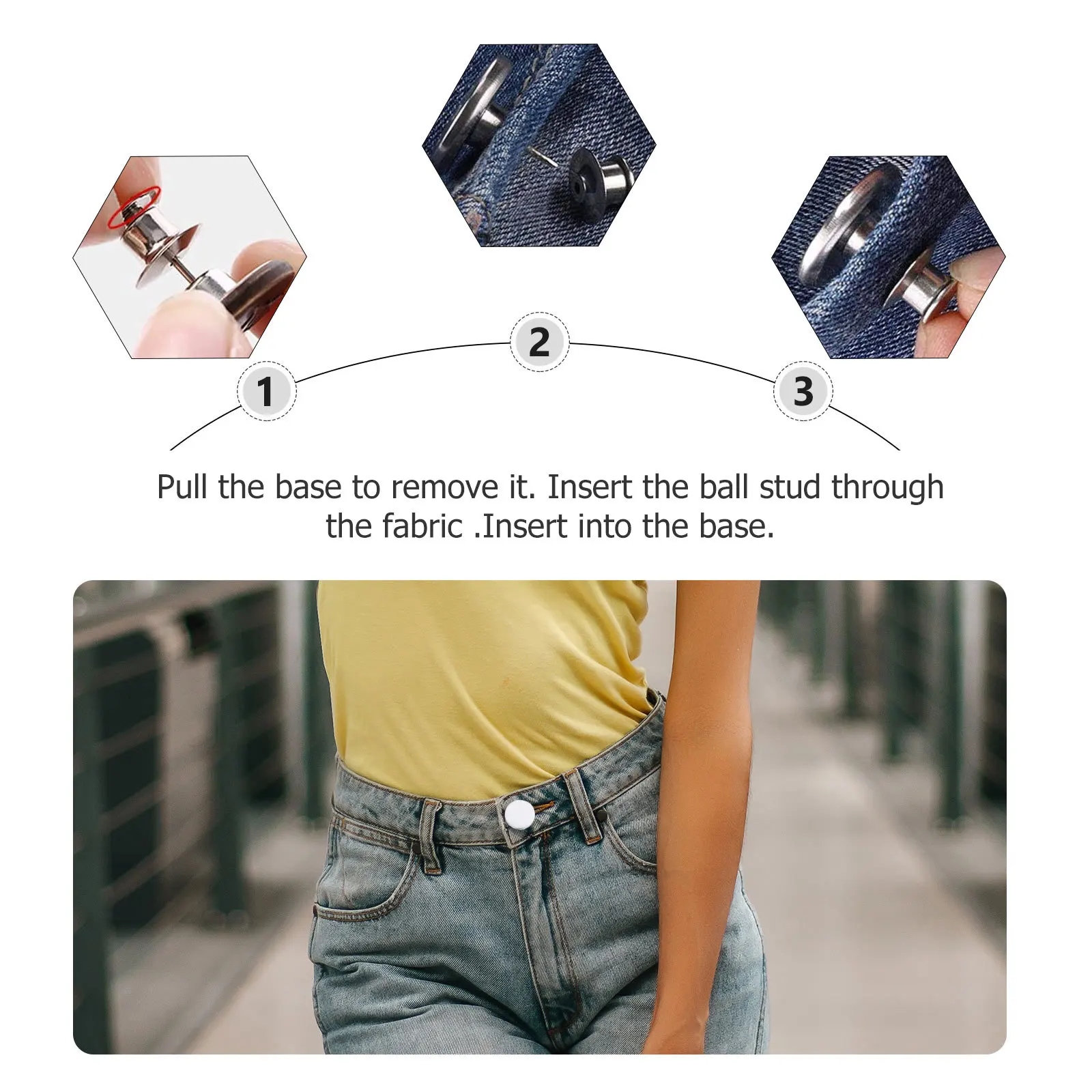 

12Pcs Waist Slimming Jeans Buttons Alloy Metal Replacement Snap No Sew Removable Pants Buttons Jean Metal Button