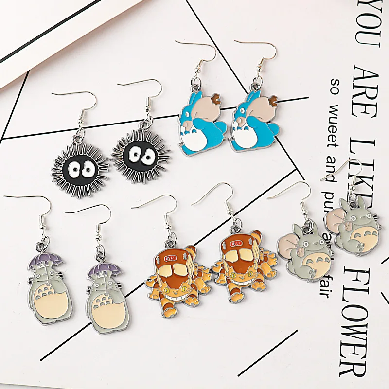 انمي ياباني الكرتون قلادة أقراط لطيف مثيرة للاهتمام الحيوان النساء الأقراط تأثيري الدعائم مجوهرات اكسسوارات هدايا عيد