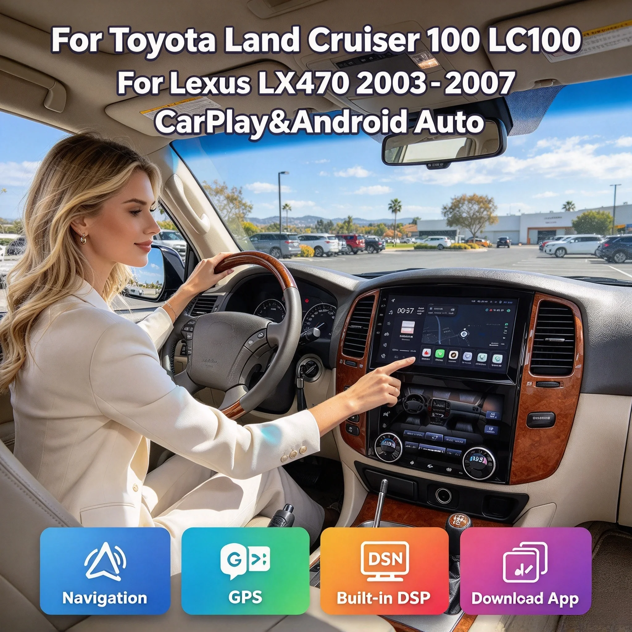 New Android Auto Multimedia Player Climate Control Screen GPS Carplay For Lexus LX470 2003-2007 For Toyota Land Cruiser LC100 S