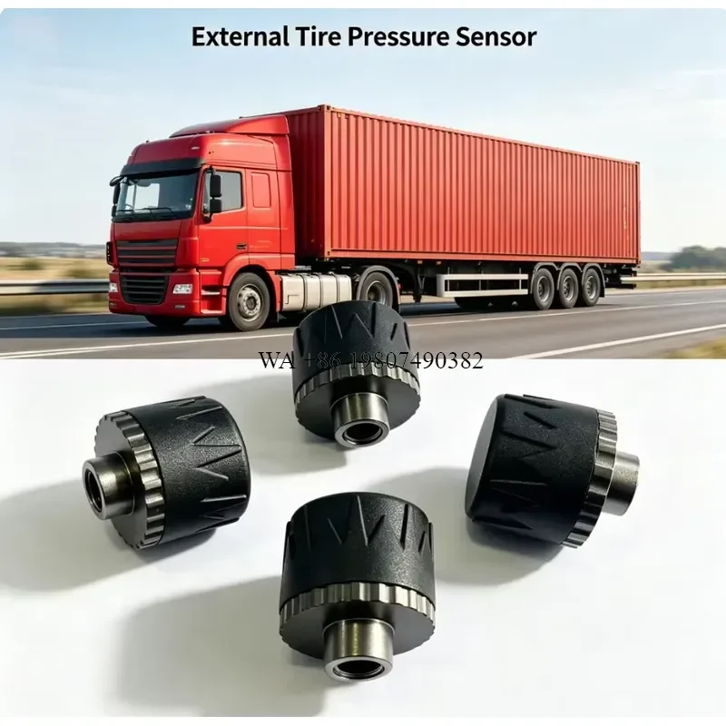 wmwmnu External Heavy Duty Tire Pressure Sensor TPMS IP67 Waterproof 2.4GHz APP Monitoring for Truck Trailer Commercial