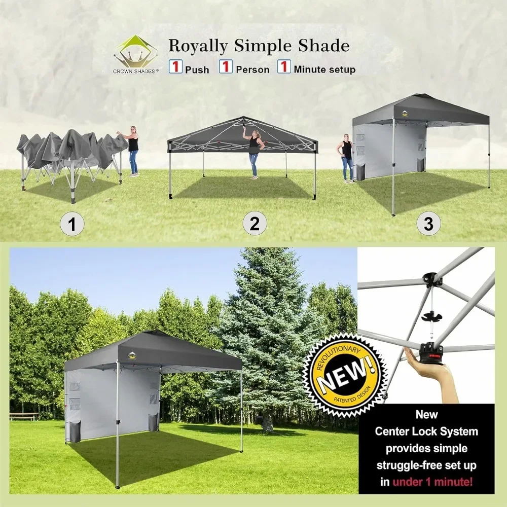 Canopy Tent, Portable Pop Up Outdoor Shelter with Pocket Sidewall, Push Center Lock, UV Protection