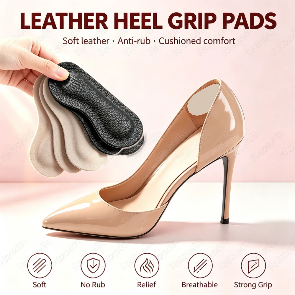 6Pairs Leather Heel Protector for Men Boots & Woman Shoes Reduce Size Insert Heel Pain Relief Patch Non-Slip Heel Pads for Shoes