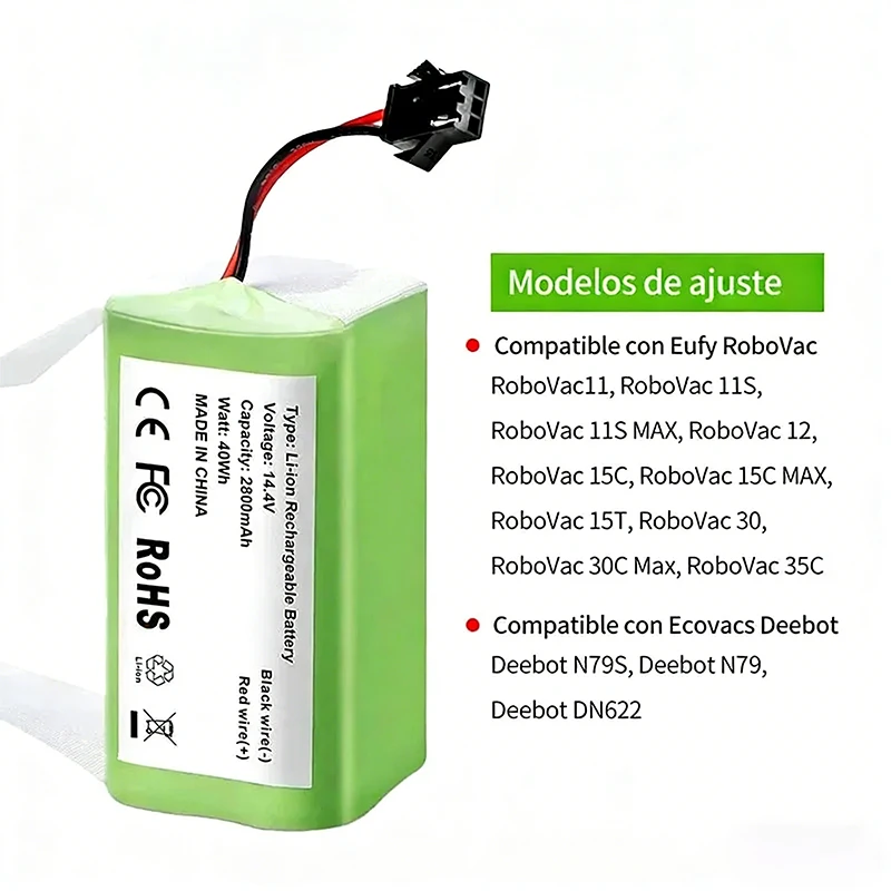 14.4V 2600mAh 3500mAh Li-ion Replacement Battery for Conga Excellence 990 950 1090 1790 1990 Ecovacs Deebot N79 Eufy RoboVac Pil